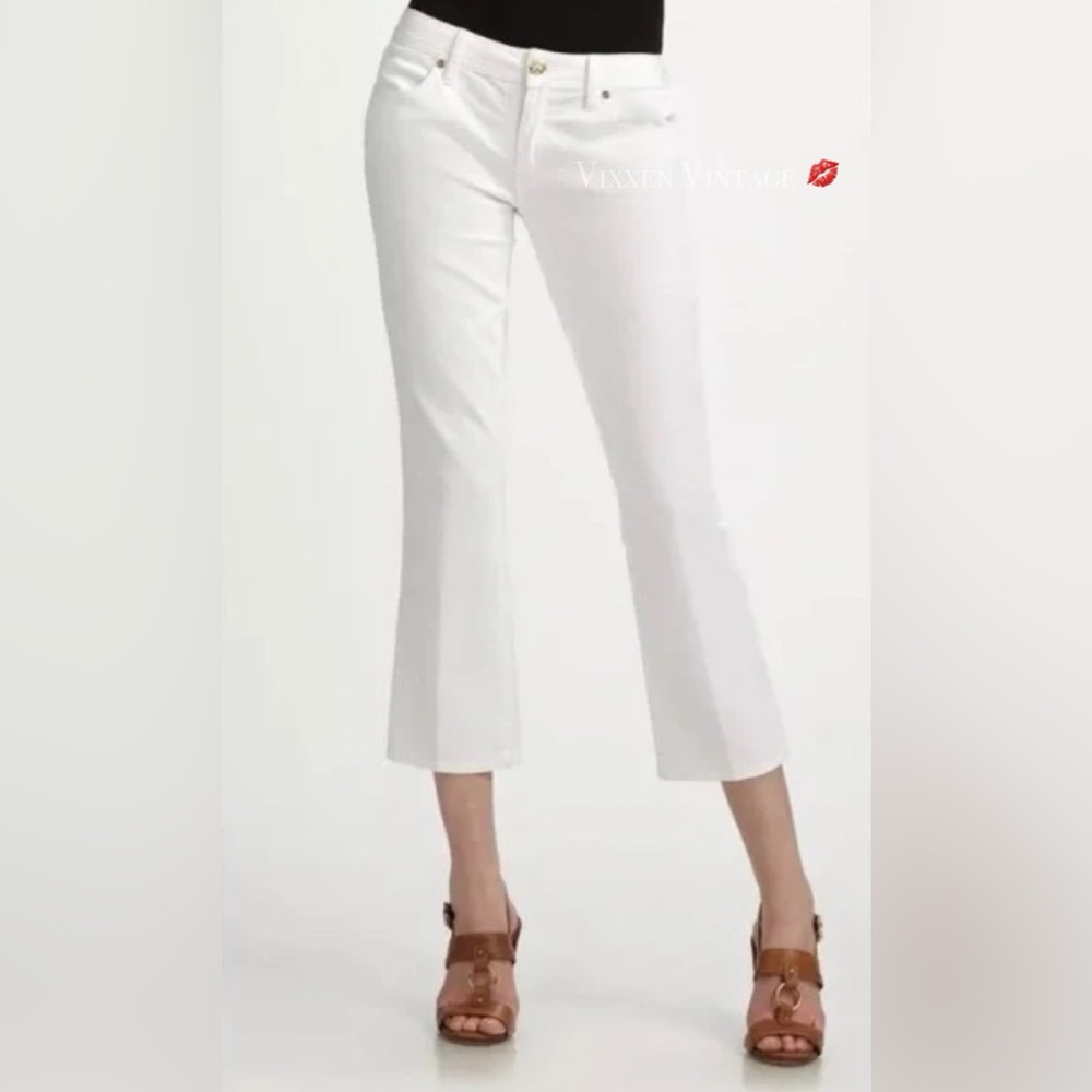 TORY BURCH MID-RISE CROPPED FLARE JEANS IN WHITE